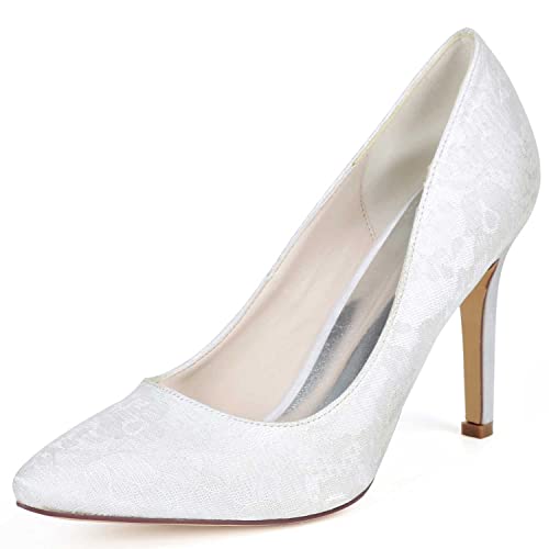 GOODIIDEA Frauen Stiletto-Heels mit spitzer Zehen aus Spitze Satin Slip On Verschluss, perfekt für Partys, Hochzeiten & tägliche Eleganz von GOODIIDEA