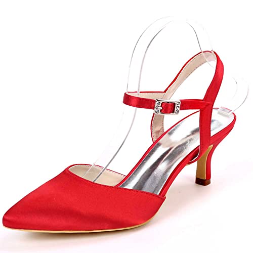 GOODIIDEA Frauen-Stiletto-Hochabsatz-Brautschuhe aus Satin mit modischen Schnallen-Details - beliebte Hochzeits- & Elegante Anlass-Sandalen von GOODIIDEA