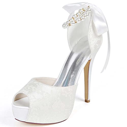 GOODIIDEA Offene Zehen Hochzeitschuhe mit hohen Absätzen für Brautpaare Glamouröse Satin-Brautschuhe perfekt für Hochzeiten & besondere Anlässe von GOODIIDEA