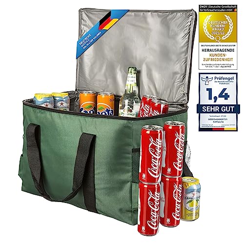 Große 45 Liter isolierte Kühltasche XXL Isotasche Picknick-Tasche für Camping Reisen Urlaub (45 Liter, Grün) von GOODS+GADGETS