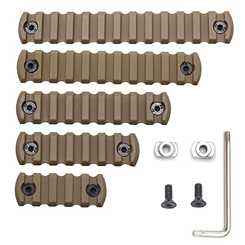 GOODTAC 5pcs Aluminium M-Lok Picatinny Rail, 5, 7, 9, 11, 13 Slot Lightweight MLok Picatinny Rail Section Zubehör für M-LOK Kompatibles System mit 10 T-Muttern & 10 Schrauben & 1 Allenschlüssel (Tan) GOODTAC 5pcs Aluminium M-Lok Picatinny Rail, 5, 7, 9, 11, 13 Slot Lightweight MLok Picatinny Rail Section Zubehör für M-LOK Kompatibles System mit 10 T-Muttern & 10 Schrauben & 1 Allenschlüssel (Tan) von GOODTAC