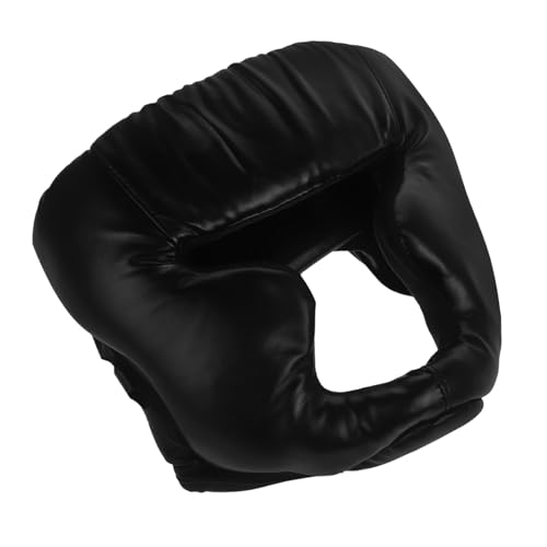 GOOHOCHY Sparringshelm Kopfbedeckungen für Wrestling Boxen Schutzausrüstung Boxschutzhelm Boxhelm Erwachsene Kampfsport Helm Kopfschutz Boxen unter Helmmütze Boxkopfschutz PU-Leder Black von GOOHOCHY