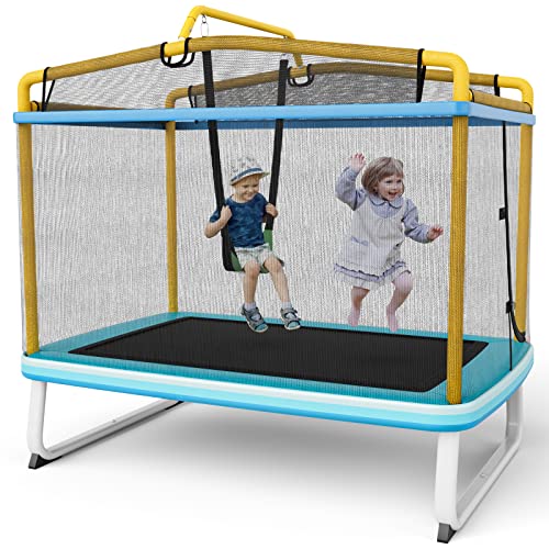 GOPLUS 3 in 1 Kindertrampolin, 190x124x222 cm Gartentrampolin Set mit Schaukel & Horizontalstange, Outdoortrampolin mit Sicherheitsnetz & Randabdeckung, Fitnesstrampolin für Kinder ab 3 Jahren GOPLUS 3 in 1 Kindertrampolin, 190x124x222 cm Gartentrampolin Set mit Schaukel & Horizontalstange, Outdoortrampolin mit Sicherheitsnetz & Randabdeckung, Fitnesstrampolin für Kinder ab 3 Jahren von GOPLUS