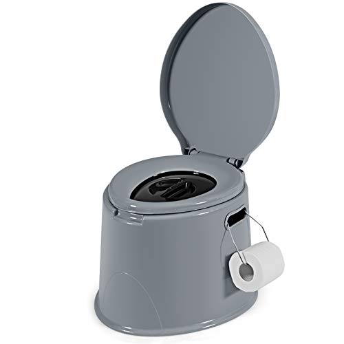 GOPLUS 5L Campingtoilette, Tragbare Toilette, Reisetoilette mit Toilettenpapierhalter, Nottoilette Eimertoilette, Komposttoilette mit Sitz und Deckel, mit abnehmbare Eimer, für Reise Camping (Grau) GOPLUS 5L Campingtoilette, Tragbare Toilette, Reisetoilette mit Toilettenpapierhalter, Nottoilette Eimertoilette, Komposttoilette mit Sitz und Deckel, mit abnehmbare Eimer, für Reise Camping (Grau) von GOPLUS