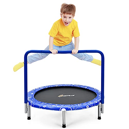 GOPLUS φ92cm Kinder Mini-Trampolin mit Haltegriff, klappbares Gartentrampolin bis 150kg belastbar, Kindertrampolin für Indoor&Outdoor&Garten, stabiles Sicherheitstrampolin für Kleinkinder (Blau) GOPLUS φ92cm Kinder Mini-Trampolin mit Haltegriff, klappbares Gartentrampolin bis 150kg belastbar, Kindertrampolin für Indoor&Outdoor&Garten, stabiles Sicherheitstrampolin für Kleinkinder (Blau) von GOPLUS