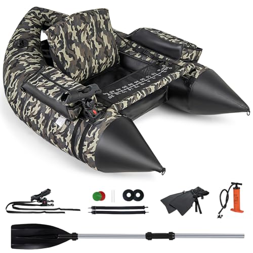 GOPLUS Bellyboat, Belly Boat bis 150 kg belastbar, aufblasbares Schlauchboot zum Angeln mit Paddel, Pumpe, Fischlineal & 2 Schultergurten, 150 x 110 x 48 cm, Camouflage GOPLUS Bellyboat, Belly Boat bis 150 kg belastbar, aufblasbares Schlauchboot zum Angeln mit Paddel, Pumpe, Fischlineal & 2 Schultergurten, 150 x 110 x 48 cm, Camouflage von GOPLUS