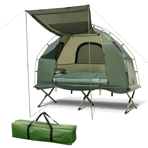 GOPLUS Feldbett mit Zelt für 1 Personen, 5 in 1 Campingzelt wasserdicht mit Sonnenschutz, Luftmatratze, Kissen, Schlafsack & Tragetasche, Campingliege Campingbett zum Wandern und Picknick GOPLUS Feldbett mit Zelt für 1 Personen, 5 in 1 Campingzelt wasserdicht mit Sonnenschutz, Luftmatratze, Kissen, Schlafsack & Tragetasche, Campingliege Campingbett zum Wandern und Picknick von GOPLUS
