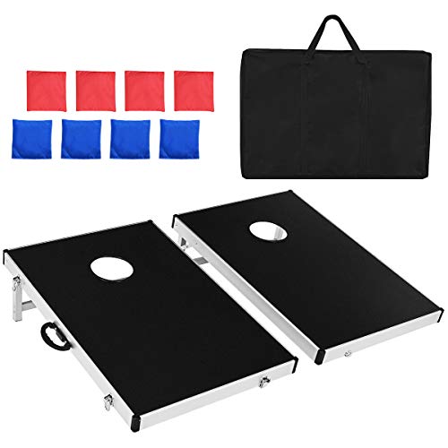 GOPLUS Spielbrett, Aluminiumlegierung-Spielset, Klassisches Outdoor Cornhole-Spiel für Kinder & Erwachsene, Faltbares Spielbrett mit Tragbarem Griff, inkl. 2 Spielbretter, 8 Sandsäcke & 1 Tasche GOPLUS Spielbrett, Aluminiumlegierung-Spielset, Klassisches Outdoor Cornhole-Spiel für Kinder & Erwachsene, Faltbares Spielbrett mit Tragbarem Griff, inkl. 2 Spielbretter, 8 Sandsäcke & 1 Tasche von GOPLUS