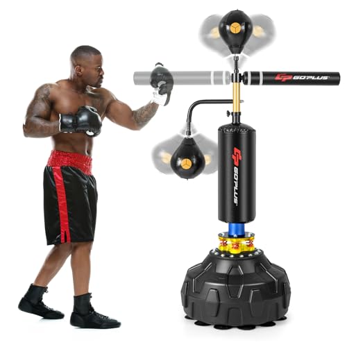 GOPLUS Standboxsack, Boxsack freistehend mit 2 Punchingbällen, Reflexstange & Saugfuß, 167-201cm höhenverstellbarer Boxing Trainer für Erwachsene & Jugendliche, für Muay Thai MMA Training GOPLUS Standboxsack, Boxsack freistehend mit 2 Punchingbällen, Reflexstange & Saugfuß, 167-201cm höhenverstellbarer Boxing Trainer für Erwachsene & Jugendliche, für Muay Thai MMA Training von GOPLUS