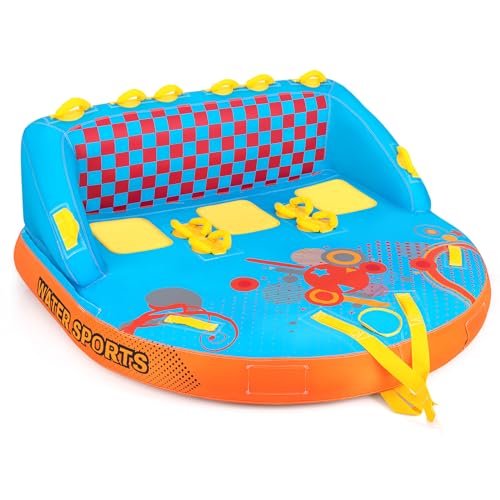 GOPLUS Towable für 3 Personen, Funtube aufblasbar für Boot, Schlauchboot Formula Tube für Bootfahren Wassersport, mit 2 Schlepppunkten, Eva-Schaumpolstern & strapazierfähiger Vollnylon-Abdeckung GOPLUS Towable für 3 Personen, Funtube aufblasbar für Boot, Schlauchboot Formula Tube für Bootfahren Wassersport, mit 2 Schlepppunkten, Eva-Schaumpolstern & strapazierfähiger Vollnylon-Abdeckung von GOPLUS
