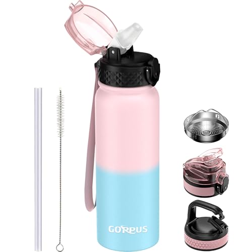 GOPPUS 600ml/20oz Edelstahl Wasserflasche mit Strohhalm Trinkflasche Sport Thermosflasche Auslaufsicher Flasche Water Bottle with Straw Thermoflasche Geeignet BPA-frei Trinkflasche GOPPUS 600ml/20oz Edelstahl Wasserflasche mit Strohhalm Trinkflasche Sport Thermosflasche Auslaufsicher Flasche Water Bottle with Straw Thermoflasche Geeignet BPA-frei Trinkflasche von GOPPUS