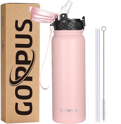 GOPPUS 600ml/20oz Edelstahl Wasserflasche mit Strohhalm Trinkflasche Sport Thermosflasche Auslaufsicher Flasche Water Bottle with Straw Thermoflasche Kohlensäure Trinkflasche GOPPUS 600ml/20oz Edelstahl Wasserflasche mit Strohhalm Trinkflasche Sport Thermosflasche Auslaufsicher Flasche Water Bottle with Straw Thermoflasche Kohlensäure Trinkflasche von GOPPUS