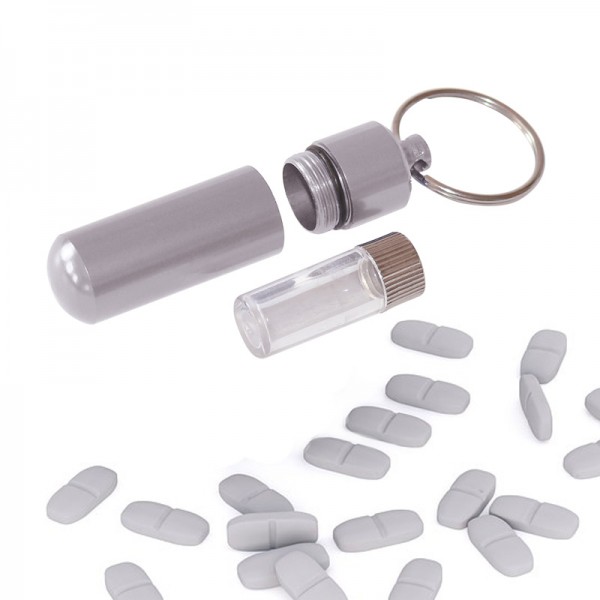Tabletten-Tresor Schlüsselanhänger - Aluminium - mit Innenbehälter von GORANDO