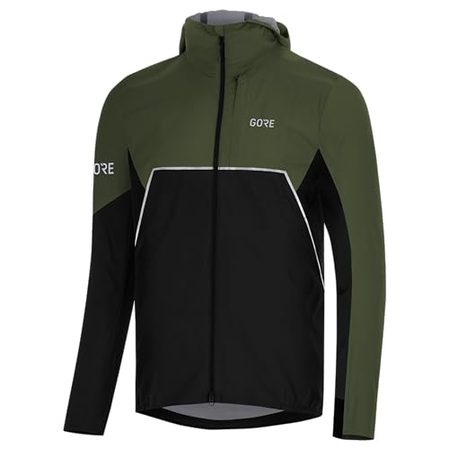 GORE WEAR Herren Thermo Fahrrad-Jacke, Black/Utility Green, S von GORE WEAR