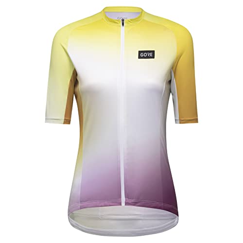 GORE WEAR Atmungsaktives Damen Fahrrad-Trikot, Cloud, Schneller Feuchtigkeitstransport, Mit Taschen, Kurzarm Fahrrad-Shirt, Washed Neon/Multicolor, 36 von GORE WEAR