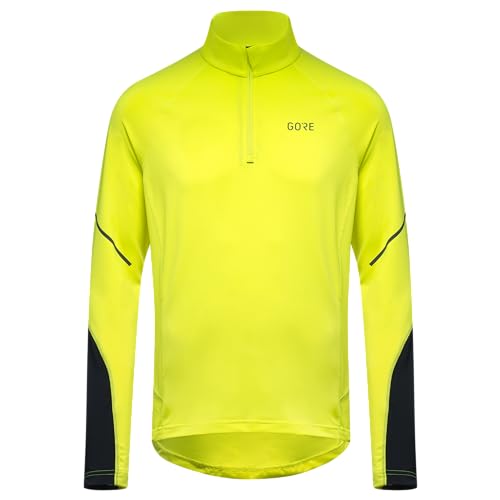 GORE WEAR Herren Mid Zip Shirt Langarm, Neon Yellow/Black, XXL EU von GORE WEAR