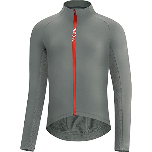 GORE WEAR Herren Thermo Fahrrad-Trikot, C5, S, Grau/Feuerrot von GORE WEAR