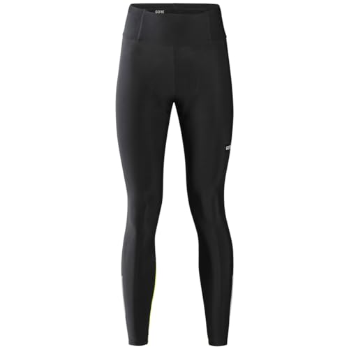 GORE WEAR Kurze Damen Thermo Fahrrad-Tights Progress, Mit Sitzpolster, 42, Schwarz/Neon-Gelb von GORE WEAR