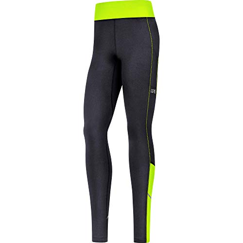 GORE WEAR R3 Lange Thermo Damen Hose, schwarz (Schwarz/Neon-Gelb), 40 von GORE WEAR