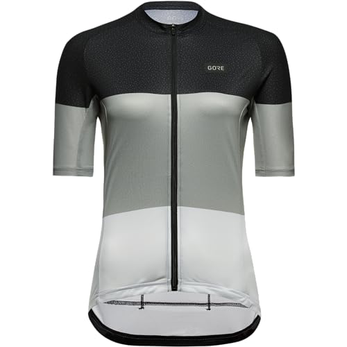 GOREWEAR Atmungsaktives Damen Fahrrad-Trikot, Spirit Stripes, Schneller Feuchtigkeitstransport, Einzigartiges Design, Kurzarm Fahrrad-Shirt, 40, Schwarz/Lab Grau von GORE WEAR