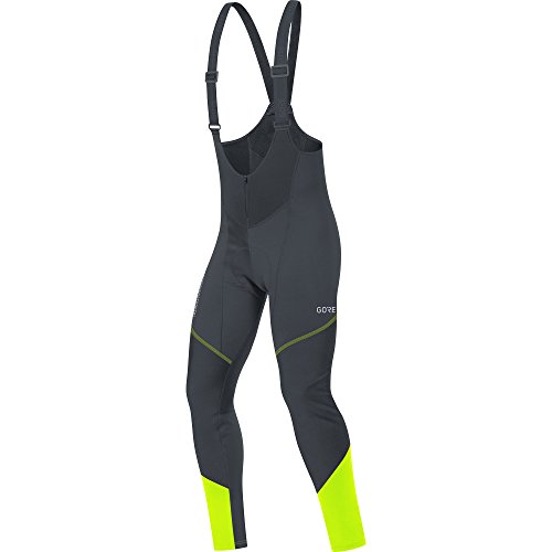 GORE Wear Winddichte Herren Fahrrad-Trägerhose, Mit Sitzpolster, C3 GORE WINDSTOPPER Bib Tights+, S, Schwarz/Neon-Gelb, 100337 von GORE WEAR