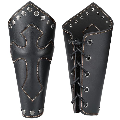 GORGECRAFT 2Stk Armschützer Aus Leder Mit Kreuznieten Mittelalterliches Bogenschießen Schnallenarmschienen Schwarzes Lederhandschuh-Armband Armrüstungsmanschette Für Halloween Rollenspiele Kostüme GORGECRAFT 2Stk Armschützer Aus Leder Mit Kreuznieten Mittelalterliches Bogenschießen Schnallenarmschienen Schwarzes Lederhandschuh-Armband Armrüstungsmanschette Für Halloween Rollenspiele Kostüme von GORGECRAFT
