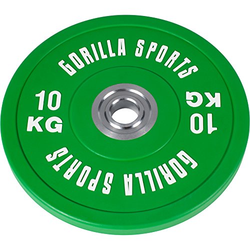 GORILLA SPORTS® Bumper Plates - 5kg, 10kg, 15kg, 20kg, 25kg, 50mm Bohrung, Gummierte, Gusseisen, rutschfest und Stoßabsorbierende - Olympia Hantelscheiben, Gewichtsscheiben, Olympiascheiben von GORILLA SPORTS