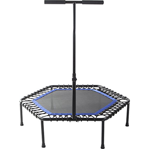 GORILLA SPORTS® Fitness Trampolin - 6-Fach Höhenverstellbarer Haltegriff, Leise Gummiseilfederung, 77cm Sprungfläche, bis 100kg Belastbar, Farbwahl - Fitness-Trampolin, Jumping Fitness, Indoor/Outdoor von GORILLA SPORTS