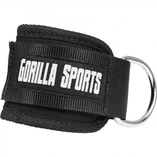 GORILLA SPORTS® Fußschlaufen - Einzeln / 2er Set, mit D-Ring und Klettverschluss, bis 80 kg, Gepolstert - Knöchelriemen, Fußmanschetten, Ankle Straps, Fußfesseln Kabelzug, Beintraining, Fitness, Gym von GORILLA SPORTS