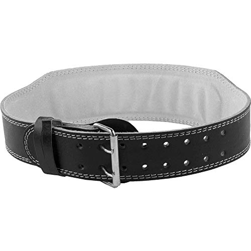 GORILLA SPORTS® Gewichthebergürtel - Leder, Schnalle, 16 Verstellbar Löcher, Gepolstert, in Größen S/M/L/XL - Trainingsgürtel, Weight Lifting Belt, Krafttraining, Gewichtheben, Powerlifiting von GORILLA SPORTS