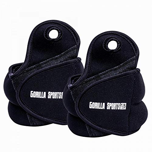 GORILLA SPORTS® Gewichtsmanschetten verstellbar 2er-Set für Fuß- und Handgelenke – Laufgewichte mit Schlaufe für Arme und Knöchel 3 KG - 2x1,5 KG von GORILLA SPORTS