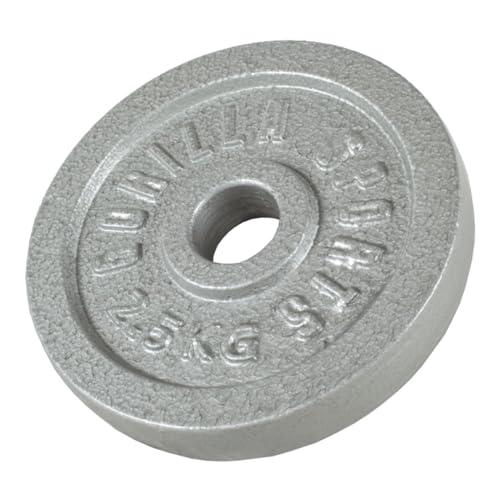 GORILLA SPORTS® Hantelscheiben - Set/Einzeln, 0,5 kg, 1,25 kg, 2 kg, 2,5 kg, 5 kg, 10 kg, 15 kg, 20 kg, 25 kg, 30 kg Gewichte, 30/31 mm, Gusseisen, Silber/Schwarz - Gewichtsscheiben, Bumper Plates von GORILLA SPORTS