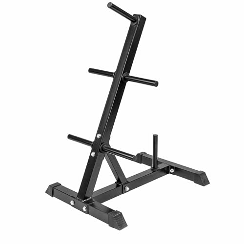 GORILLA SPORTS® Hantelscheibenständer - 6 Scheibenaufnahmen, für Ø 30 mm Gewichtsscheiben, bis 200 kg Belastbar, aus Stahl, Schwarz/Weiß - Scheibenständer, Hantelständer, Hantelablage, Hantelbaum, Gym von GORILLA SPORTS