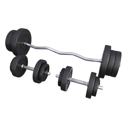 GORILLA SPORTS® Hantelset - 70kg, SZ Curlstange 120cm, Gewichte 4x1,25kg / 4x2,5kg / 4x5kg / 2x10kg, 2X Kurzhanteln 30mm, mit 6 Sternverschlüssen/Federverschlüssen, Kunststoff - Hantel Set, Hanteln von GORILLA SPORTS