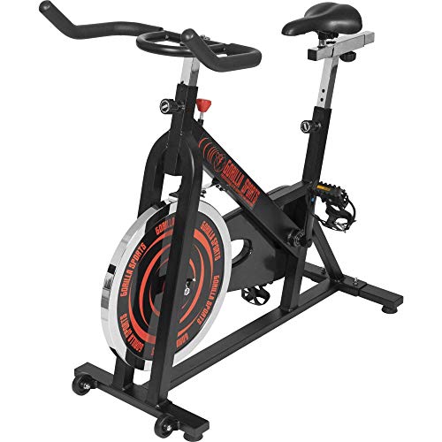 GORILLA SPORTS® Heimtrainer Fahrrad - mit Ergometer, 13kg Schwungrad, Stufenloser Widerstand, Sitz/Griff verstellbar - Fitnessfahrrad, Fitnessbike, Hometrainer, Indoor Cycling Bike, Speedbike von GORILLA SPORTS