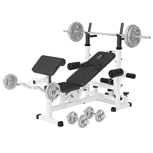 GORILLA SPORTS® Kraftstation - Multifunktion Hantelbank mit 108 kg Hantelset, Ablage, Dip Station, Butterfly, Curlpult, Beincurler, Seilzug, Gusseisen/Chrom/Gummi Hantelscheiben - Fitnessstation von GORILLA SPORTS