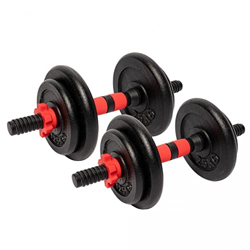 GORILLA SPORTS® Kurzhantel 2er Set 15kg Gusseisen 25 mm – Hantelset Guss aus Hantelstangen, Gewichte und Sternverschlüsse verstellbar von GORILLA SPORTS