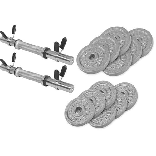 GORILLA SPORTS® Kurzhanteln - 27,5kg Set, 6x1,25kg, 6x2,5kg Gewichte, 2 Kurzhantelstangen mit 4 Sternverschlüssen/Federverschlüssen, Gusseisen - Hantel Set, Kurzhantelset, Hantelscheiben von GORILLA SPORTS