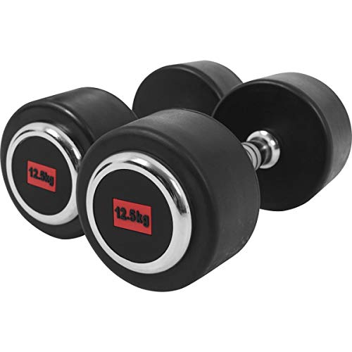 GORILLA SPORTS® Kurzhanteln - Einzeln / 2er Set, Gewichte von 2,5 bis 50 kg, mit/ohne Ablage, aus Gusseisen, Gummiert, Griff gerändelt, rutschfest - Rundhanteln, Kurzhantelset, Hantel Set, Dumbbells von GORILLA SPORTS