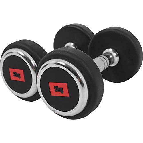 GORILLA SPORTS® Kurzhanteln - Einzeln / 2er Set, Gewichte von 2,5 bis 50 kg, mit/ohne Ablage, aus Gusseisen, Gummiert, Griff gerändelt, rutschfest - Rundhanteln, Kurzhantelset, Hantel Set, Dumbbells von GORILLA SPORTS