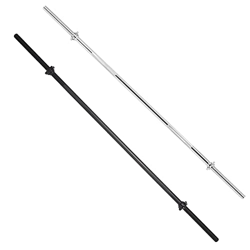 GORILLA SPORTS® Langhantelstange - 170cm, mit 2 Sternverschlüssen, 30mm, bis 200kg belastbar, Griff gerändelt, Rutschfest, Chrom, Silber/Schwarz - Hantelstange, Langhanteln, Langhantel-Stange von GORILLA SPORTS