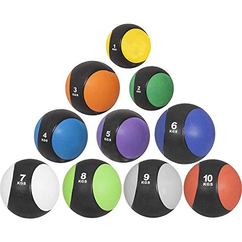 GORILLA SPORTS® Medizinball - Einzeln/Set, 1kg, 2kg, 3kg, 4kg, 5kg, 6kg, 7kg, 8kg, 9kg, 10kg Gewichte, mit griffiger Oberfläche, aus Gummi, Farbwahl - Slam Ball, Gewichtsball, Trainingsball, Slamball von GORILLA SPORTS