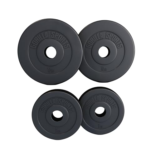 GORILLA SPORTS® Olympia Hantelscheiben - 1,25-30kg Gewichte, Einzeln/Set, 50/51 mm Bohrung, Kunststoff - Hantelscheiben-Set, Hanteln, Gewichtsscheiben von GORILLA SPORTS