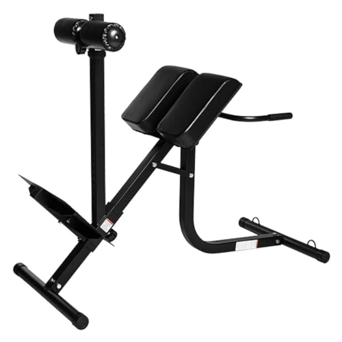 GORILLA SPORTS® Rückentrainer - 21-Fach Höhenverstellbar, Gepolsterter Beinfixierung, bis 200kg Belastbar, Stahl, Schwarz - Hyperextension Bank, Rückenstrecker, Bauchtrainer, Roman Chair, Fitness von GORILLA SPORTS