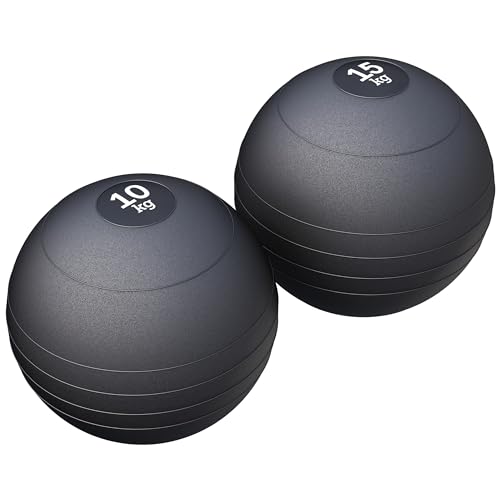 GORILLA SPORTS® Slamball-Set Gummi Schwarz 25 kg – 2 Medizinbälle Schwarz 10 kg + 15 kg von GORILLA SPORTS