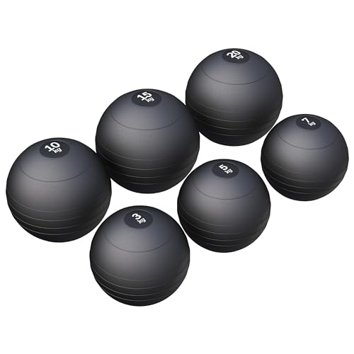 GORILLA SPORTS® Slamball-Set Gummi Schwarz 60 kg – 6 Medizinbälle Schwarz 3-20 kg von GORILLA SPORTS