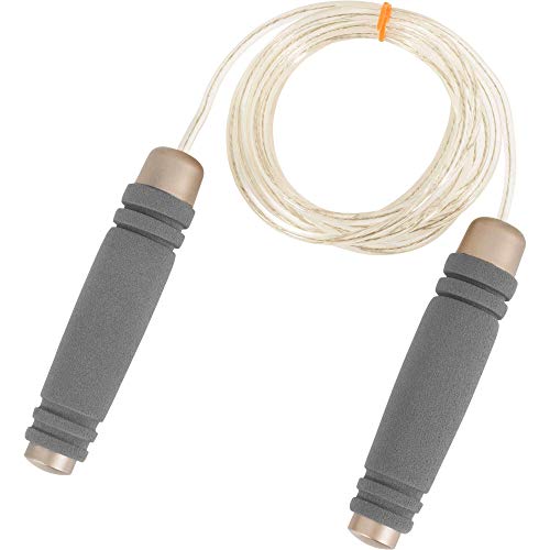 GORILLA SPORTS® Springseil - 3 Meter, mit Anti-Rutsch Schaumstoffgriffen, Grau-Gold - Speed Rope, Jump Rope, Hüpfseil, für Erwachsene und Kinder, Fitness, Boxen, Cardio Training, Freizeit, Gym von GORILLA SPORTS