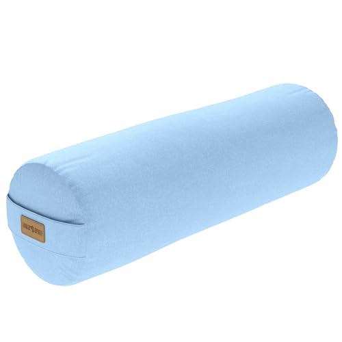 GORILLA SPORTS® Yoga Bolster - Ø20 cm, Waschbarer Bezug, aus 100% Baumwolle, mit Dinkelfüllung, Tragegriff, Farbawhl - Yogarolle, Yogakissen, Yogabolster, Pilates, für Restorative Yoga von GORILLA SPORTS