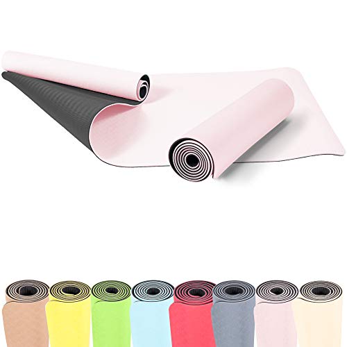 GORILLA SPORTS® Yogamatte - 180 x 60 x 0,6 cm, Rutschfest und Hautfreundlich, aus TPE, Farbwahl - Gymnastikmatte, Sportmatte, Trainingsmatte, Pilatesmatte, Fitnessmatte, Übungsmatte Pink von GORILLA SPORTS