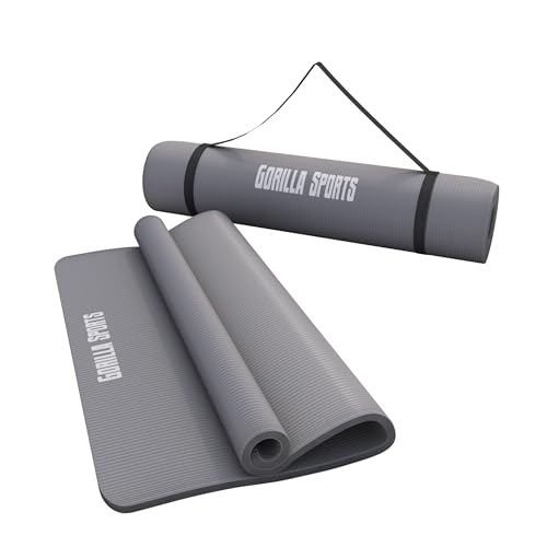 GORILLA SPORTS® Yogamatte - 190x60x1,5 cm oder 190x100x1,5 cm, mit Tragegurt, Phthalatfrei, Rutschfest, Farbwahl - Gymnastikmatte, Fitnessmatte, Sportmatte, Trainingsmatte, Übungsmatte von GORILLA SPORTS